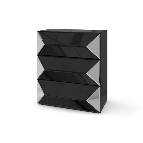 Комод зеркальный Роял big black, черный глянец 93*49*80 см