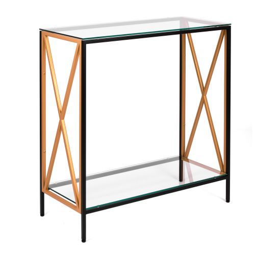 Консольный стол 1033-CB_G clear черный муар, золотой AllConsoles 80x35x80
