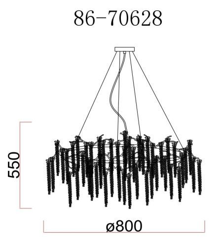 86-70628 Люстра d.80*45см, металл цвет серебро фото 4