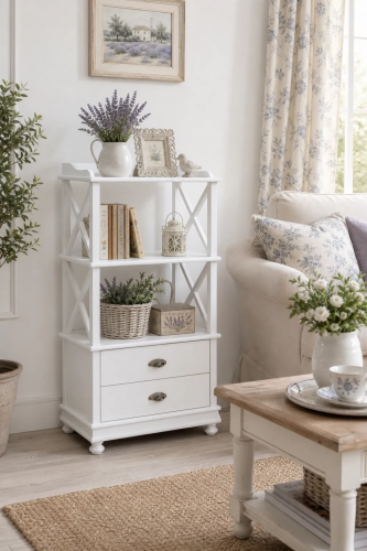 Деревянная этажерка с ящиками из массива березы «Прованс» (белый)